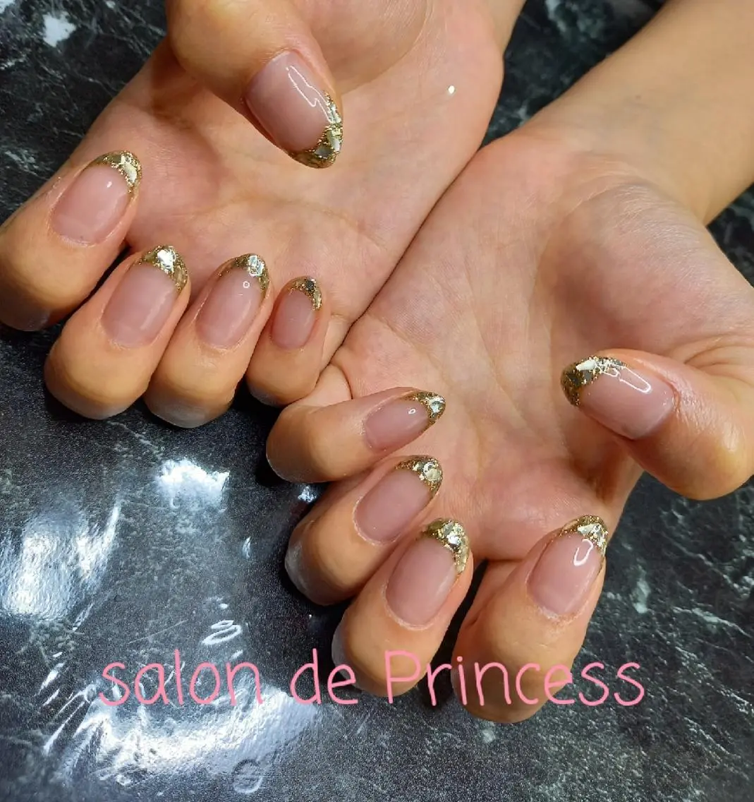 ネイル フレンチネイル ガラスフレンチ salon de  Princessのネイルデザイン
