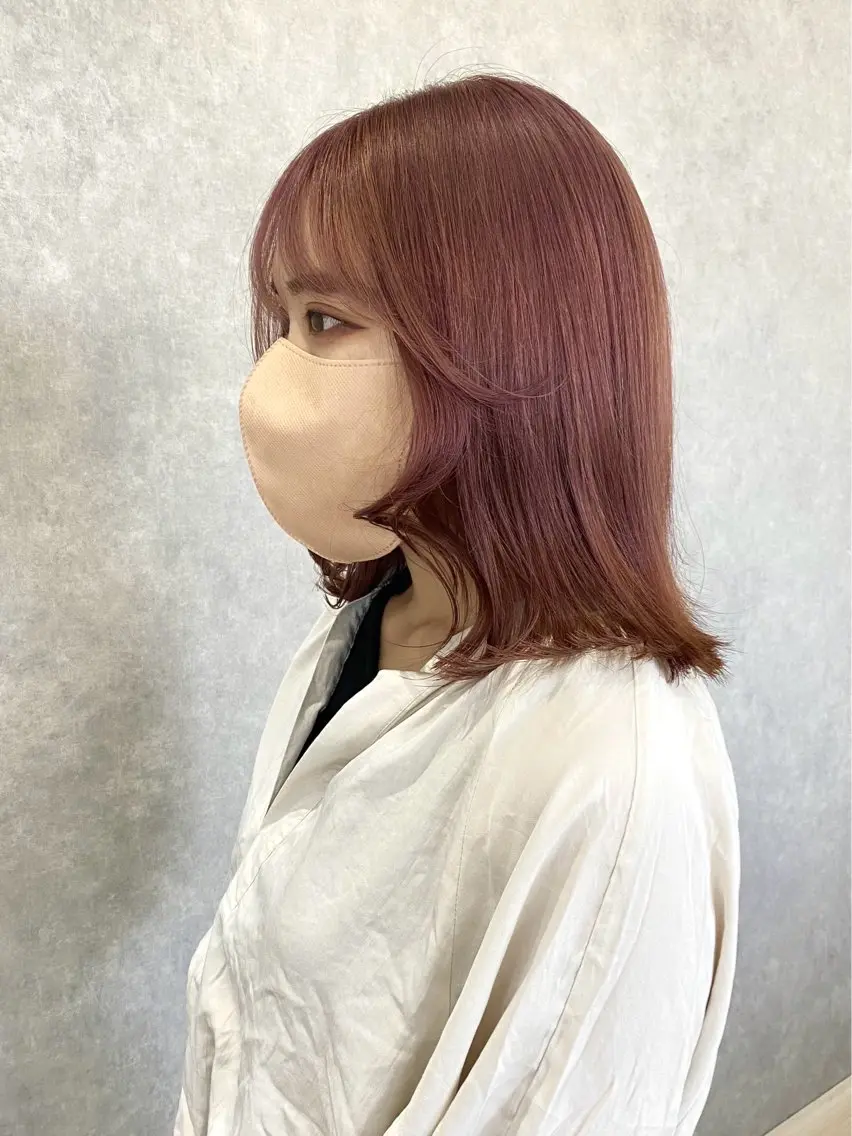 ミディアム カラー ベージュカラー イルミナカラー ピンクカラー ピンクベージュ 韓国風ヘア カット ヘアカラー トリートメント 成城美容室 YOSHIMURAのヘアスタイル