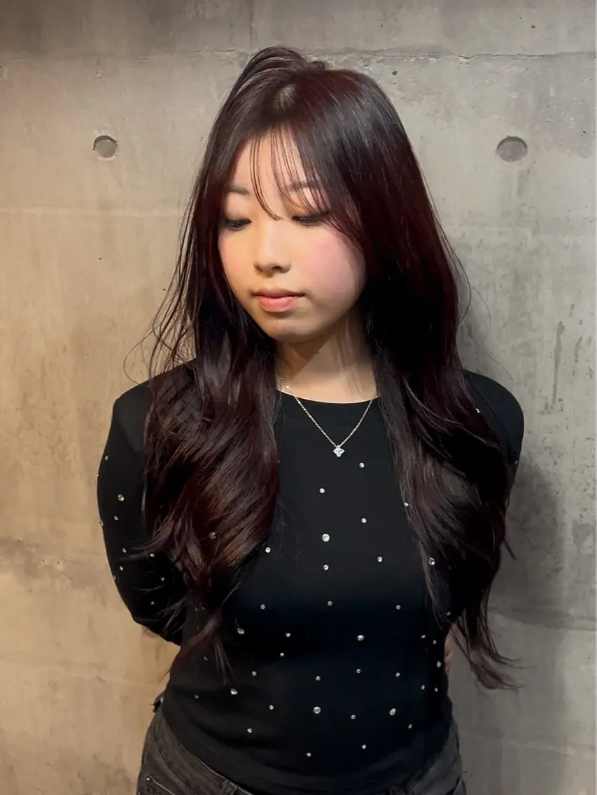 ロング カラー レイヤーカット ハッシュカット レイヤーカット 熊谷のヘアスタイル