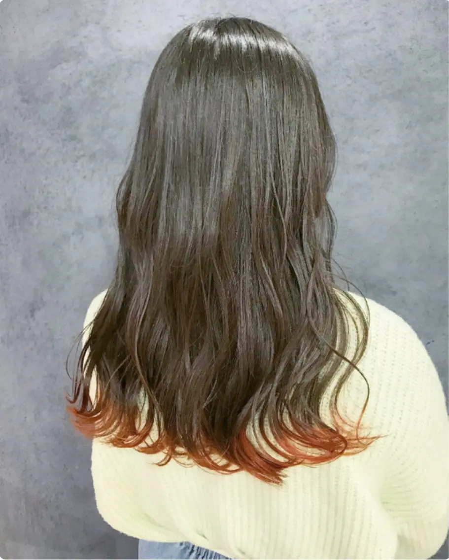 カラー ベージュカラー ブリーチ オリーブベージュ オレンジ hinano/ 梅田 カットモデルのヘアスタイル