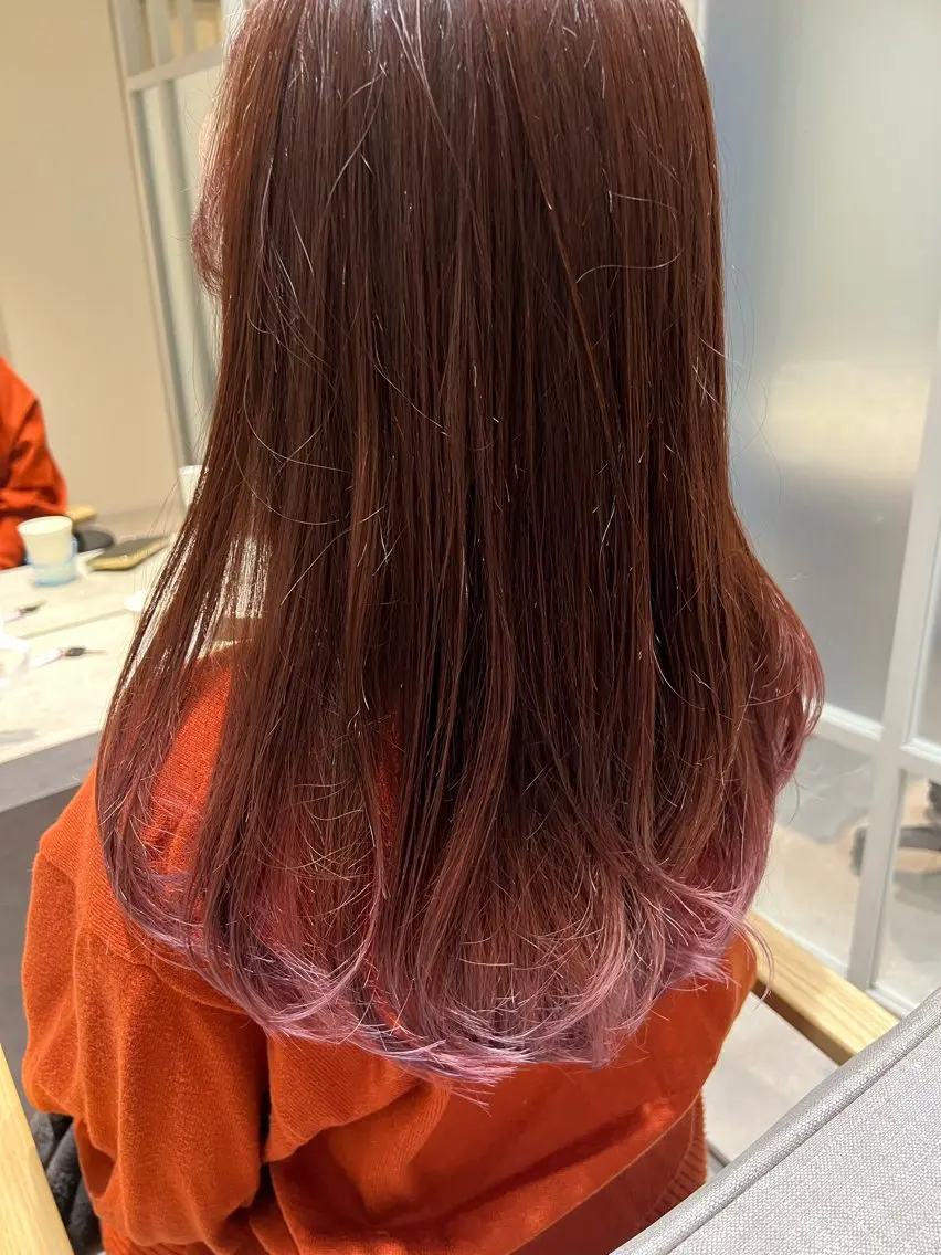 ロング カラー ブリーチ ケアブリーチ ピンクカラー トリートメント ヘアカラー トリートメント 清水 大樹のヘアスタイル