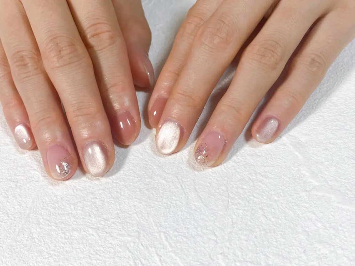 ネイル オーロラネイル フットネイル フレンチネイル ジェルネイル 韓国ネイル ハンドネイル kiki nail たまプラーザのネイルデザイン