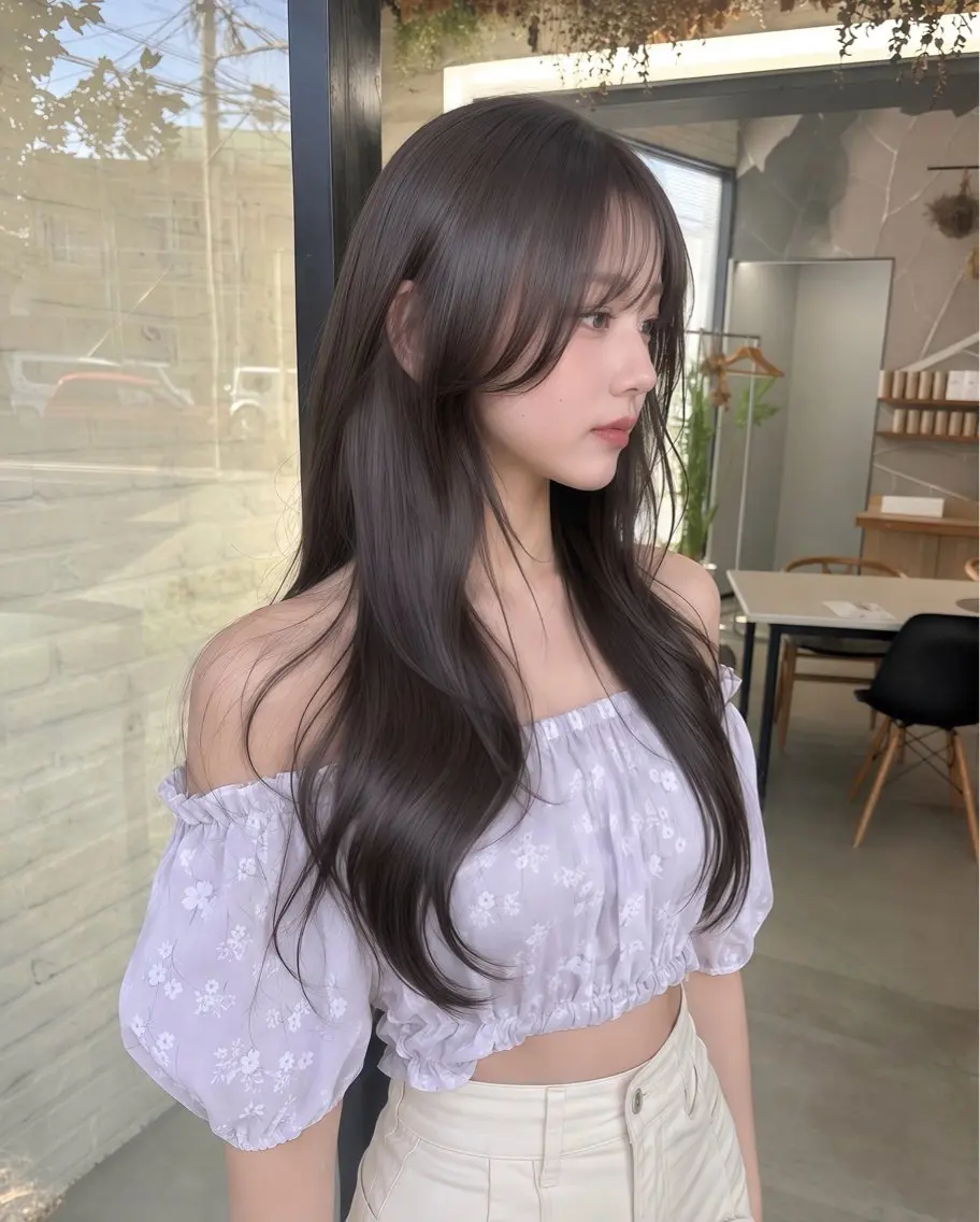 ミディアム カラー 透明感カラー 顔周りカット レイヤーカット 小顔カット カット ヘアカラー 韓国レイヤー/モテ髪 アベマ/マエダジュンのヘアスタイル