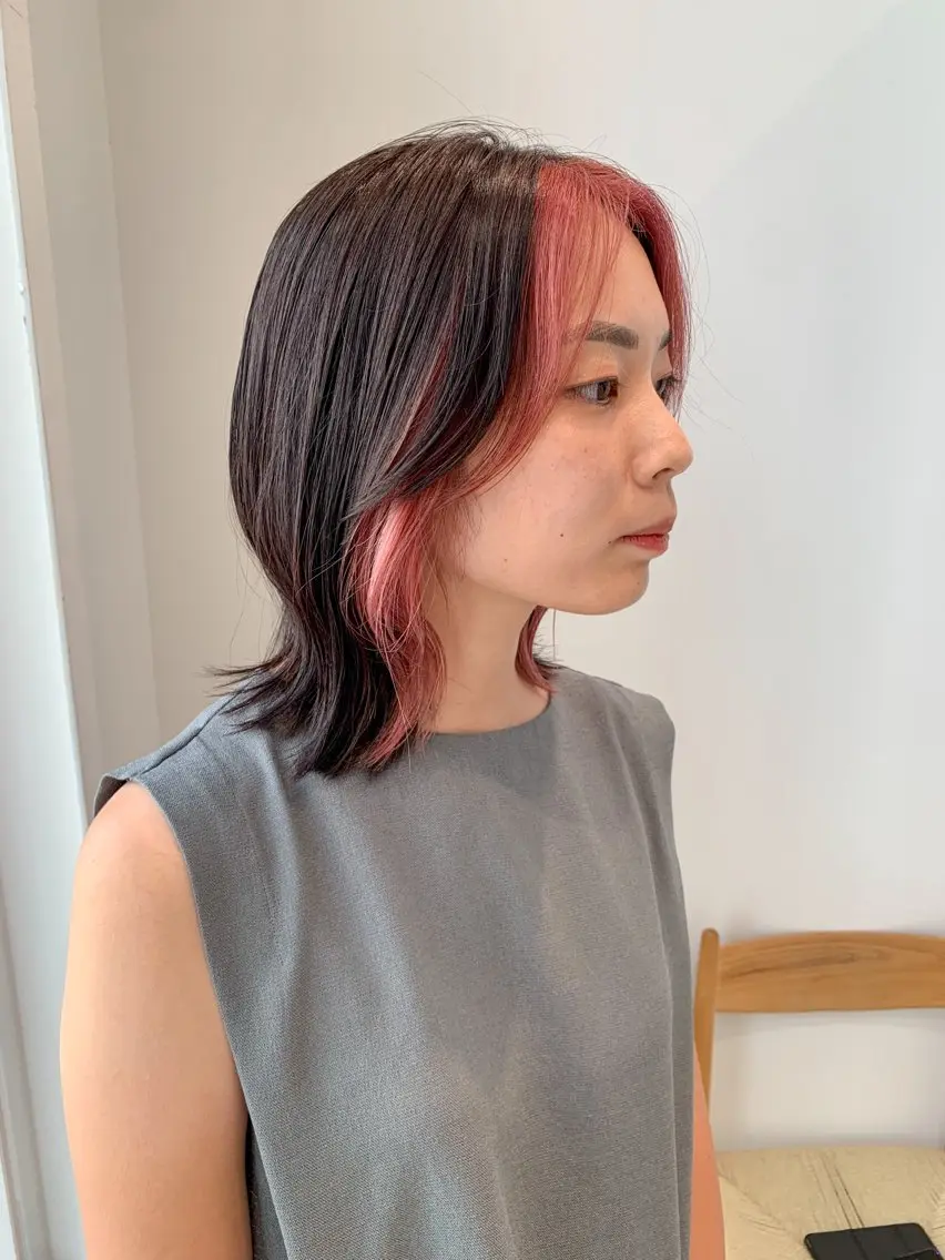 ミディアム カラー ヘアアレンジ ブリーチ カット ヘアカラー トリートメント yuka .のヘアスタイル