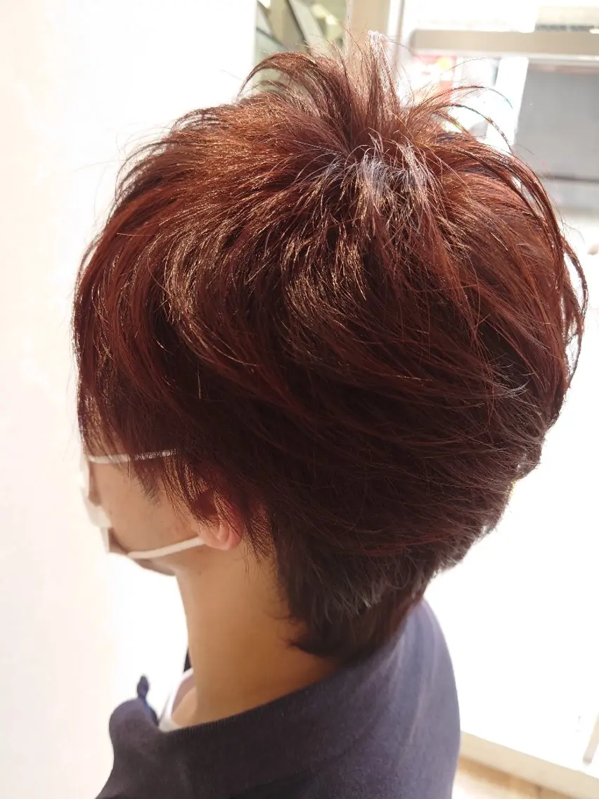 ショート メンズ カラー ブラウンカラー レッドカラー レッドブラウン earth平塚店 間瀬亜紗里のヘアスタイル