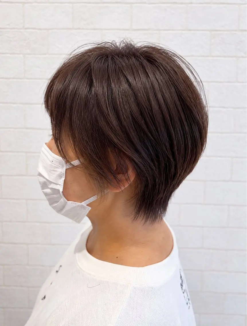 ショート カラー ヘアアレンジ ブラウンカラー ショートヘア カット ヘアカラー トリートメント ヘアセット 【白髪ぼかしの匠】 【ショートの極】平野のヘアスタイル