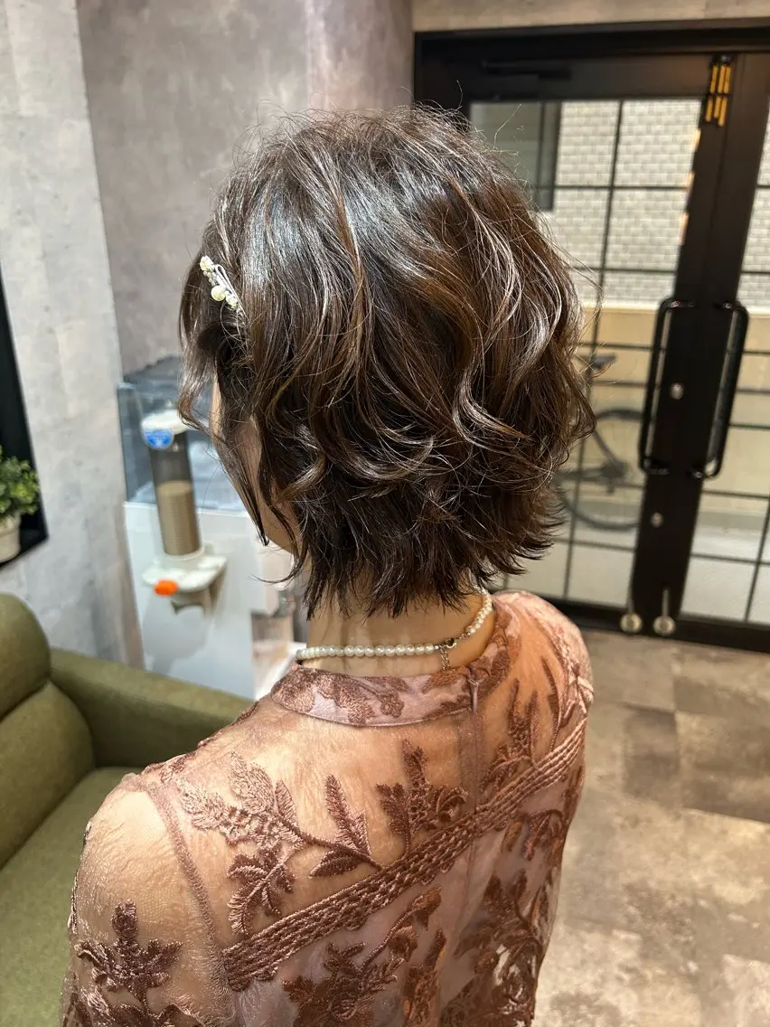 ショート ヘアアレンジ ハーフアップ ショートヘア ヘアセット SHANTi 飯塚 ヘアセット/髪質改善のヘアスタイル