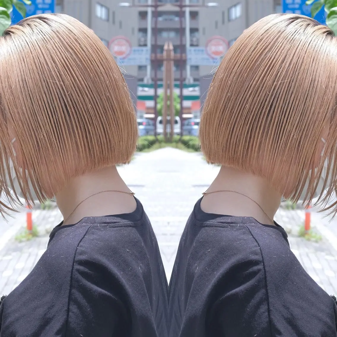 ミディアム カラー ヘアアレンジ ベージュカラー ブロンド ブロンドベージュ ハイトーンカラー ヘアカラー トリートメント 竹内啓太 ボブのヘアスタイル