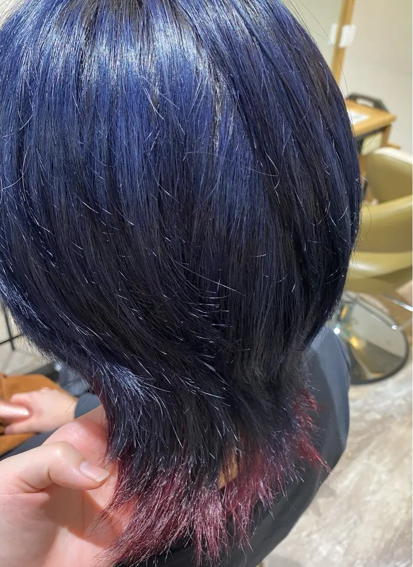 カラー ブルーカラー デザインカラー レッドカラー ヘアカラー @RICH ヒカルのヘアスタイル