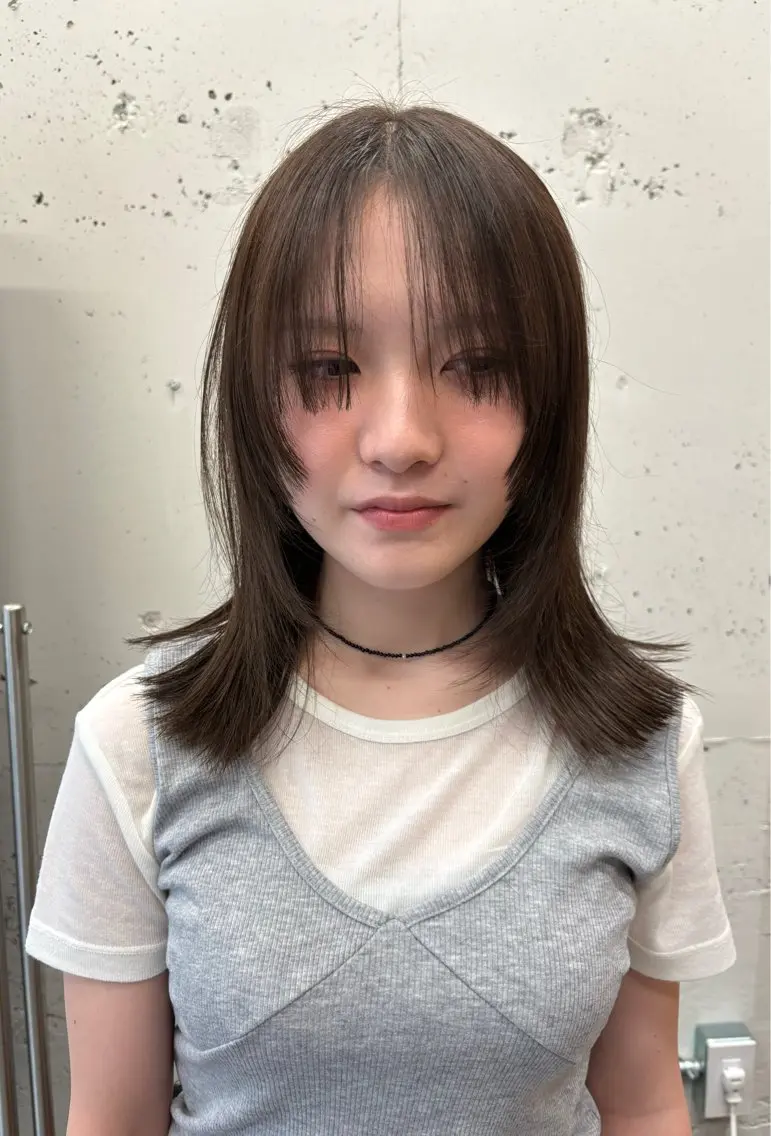 ミディアム カラー カット ヘアカラー 永田 愛莉のヘアスタイル