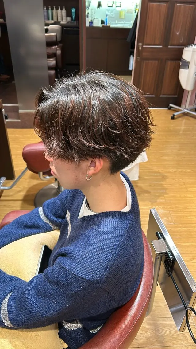 メンズ フェザーパーマ メンズパーマ Lenahc かめのヘアスタイル