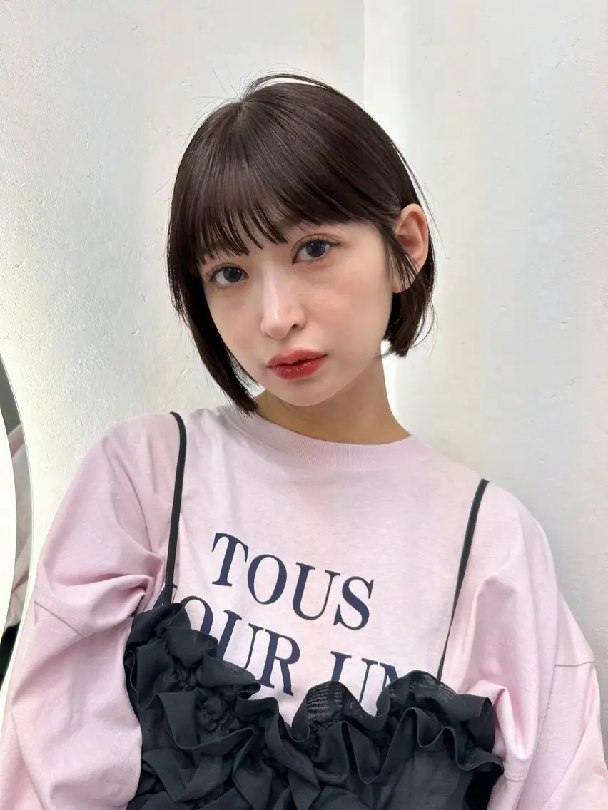 ショート カラー ブラウンカラー ボブ カット ヘアカラー トリートメント ボブ/ベージュ 透明感/kazuiのヘアスタイル