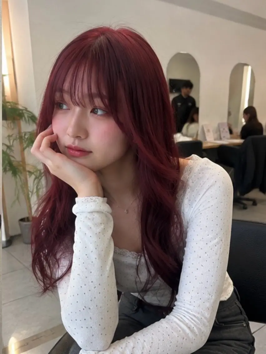 ロング ヘアカラー 🎀暖色カラー🎀 韓国ヘア まなかのヘアスタイル