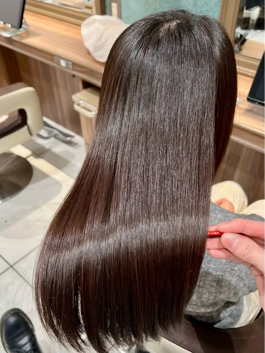 ロング 縮毛矯正 トリートメント 髪質改善縮毛矯正 谷口雄太のヘアスタイル