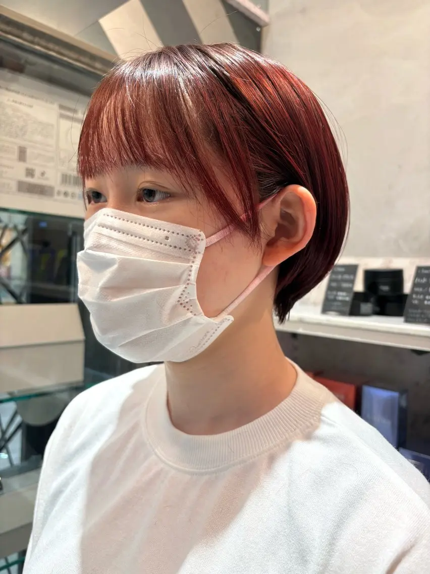 ショート カラー ショートボブ ブラウンカラー レッドカラー レッドブラウン ボブ カット ヘアカラー 髙橋紋菜🍏 イオンモール名取2階のヘアスタイル