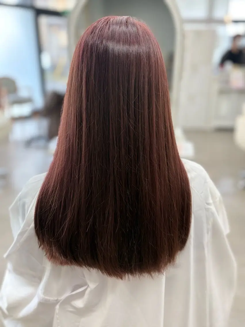 ロング カラー ブラウンカラー 透明感カラー イルミナカラー レッドカラー カット ヘアカラー Peari大みか店 江幡のヘアスタイル