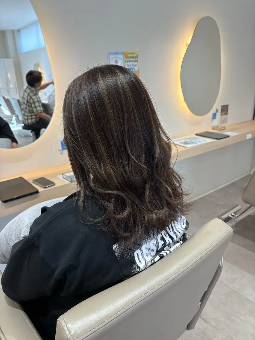ミディアム カラー ハイライトカラー ハイライト カット ヘアカラー レイヤー/透明感/髪 質改善/メンズ/佐藤のヘアスタイル