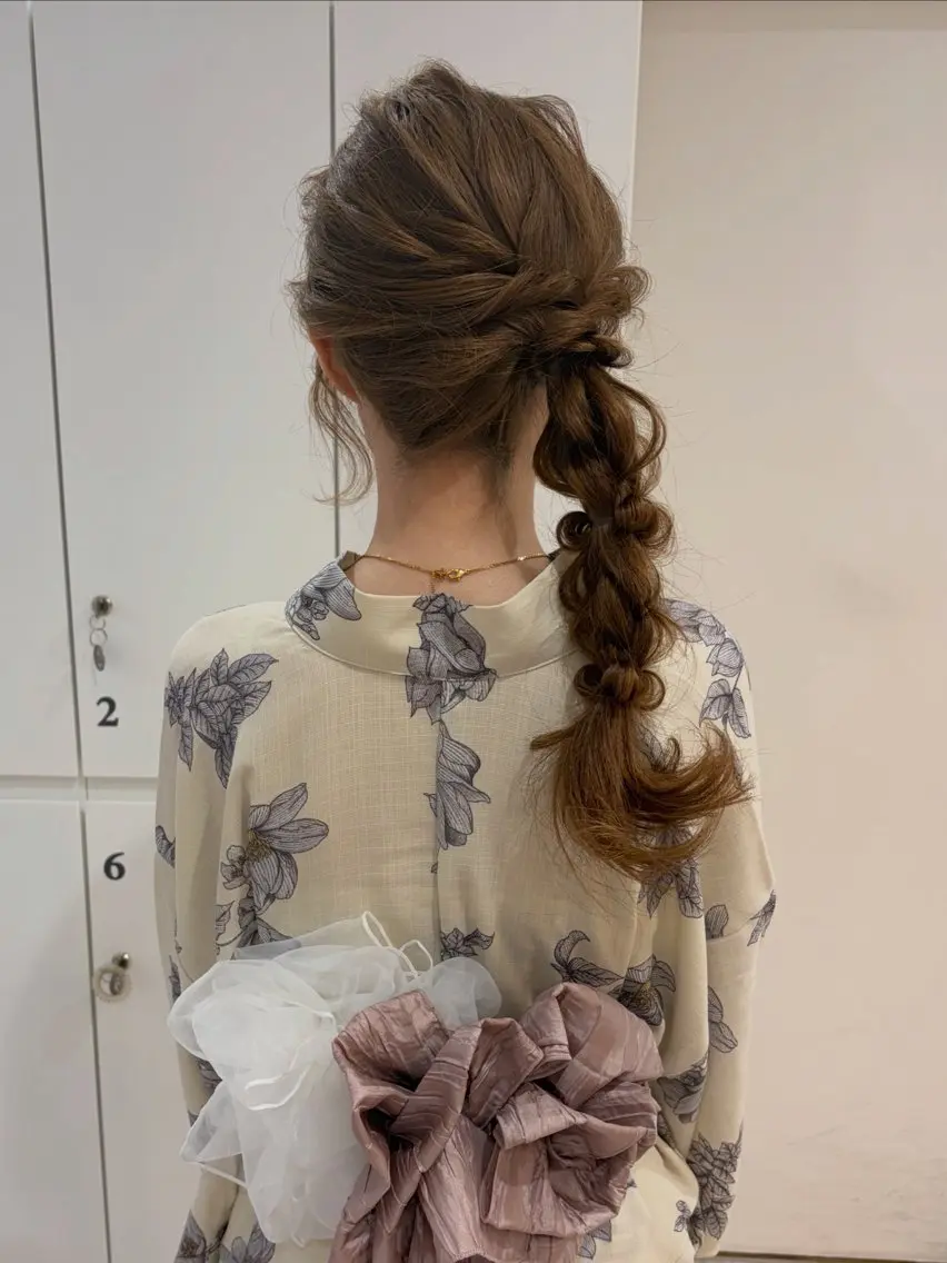 セミロング ヘアアレンジ 着付け ヘアセット/レイヤー オリーブ/はるかのヘアスタイル