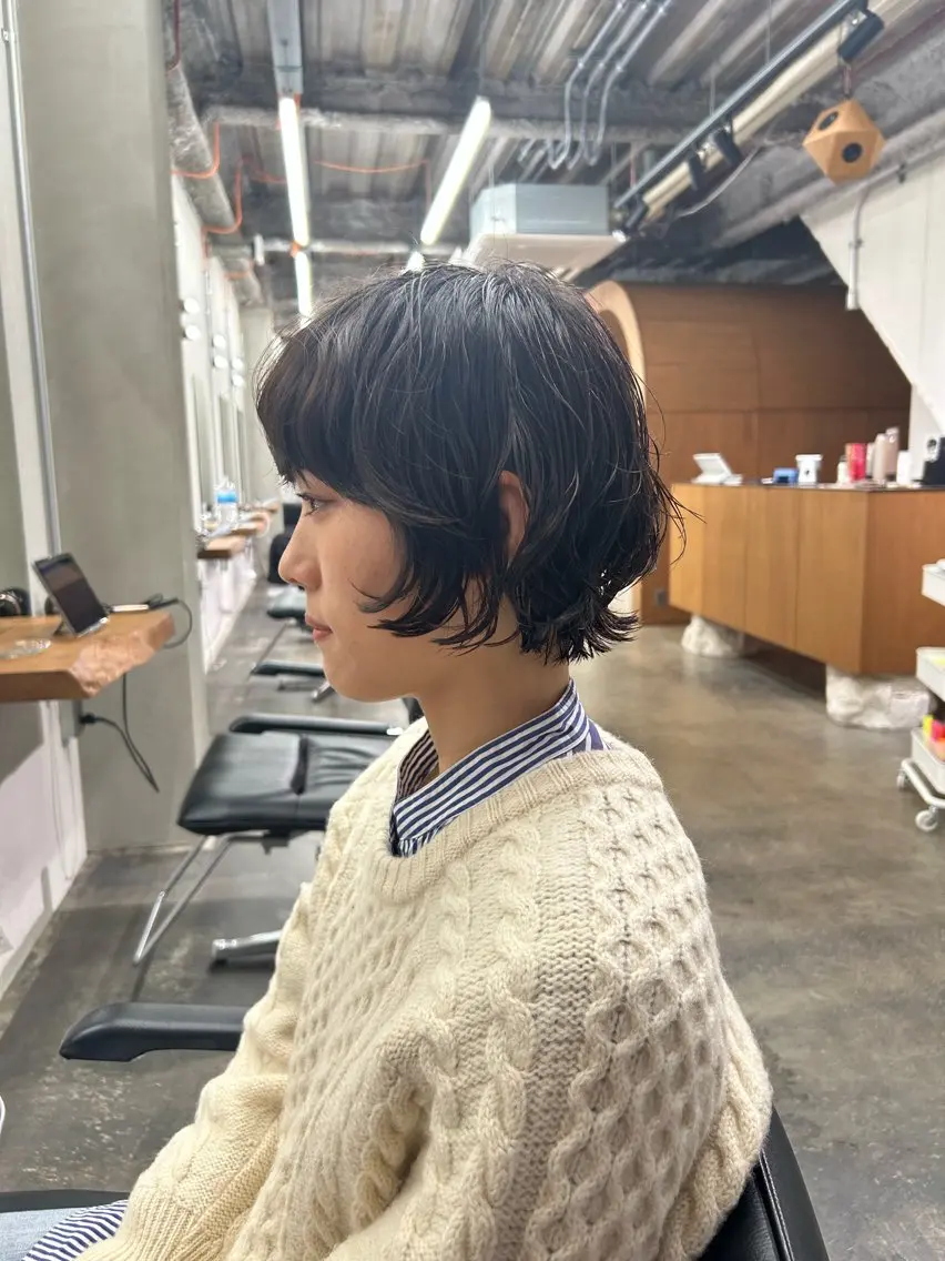 ショート ボブ カット パーマ 藤原 直希のヘアスタイル