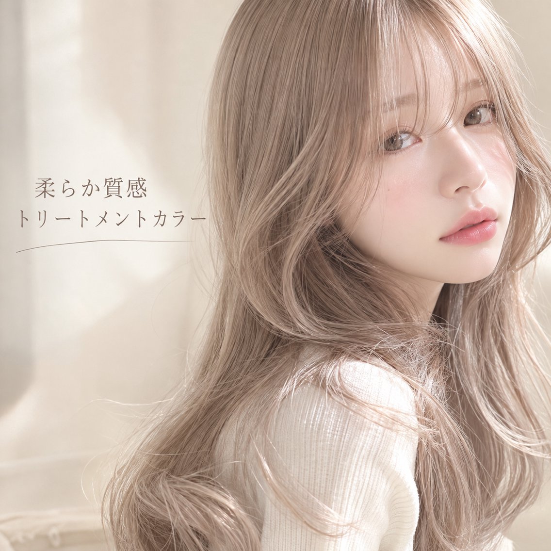 ロング カラー ベージュカラー 透明感カラー ミルクティーベージュ トリートメント ヘアカラー カラーモデル募集中/ 透明感カラー/るいのヘアスタイル