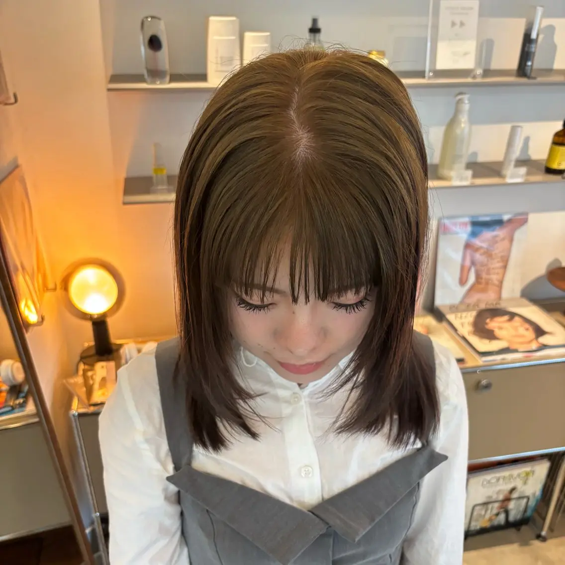 ミディアム カラー ベージュカラー オリーブベージュ MARIKA 透明感 / 透け感ヘア🪄のヘアスタイル