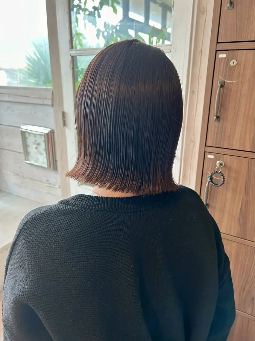 ショート パーマ 切りっぱなしボブ ボブ 縮毛矯正 春成 佳那のヘアスタイル
