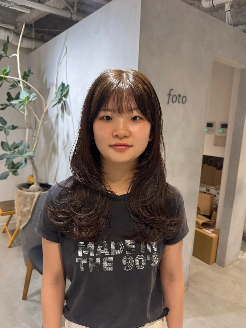 セミロング カット ヘアカラー トリートメント 100%可愛い顔周り 💓レイヤー/しずくのヘアスタイル