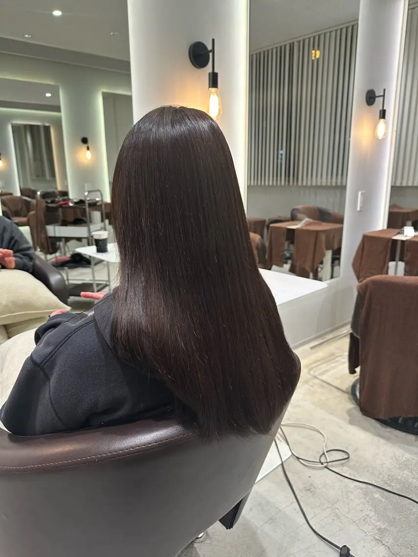 ミディアム カラー 髪質改善ストレート 中林優太のヘアスタイル