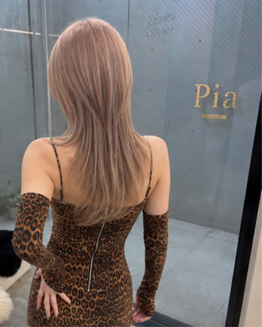 ロング 韓国風ヘア レイヤーカット カット ヘアカラー pia 薬院のヘアスタイル