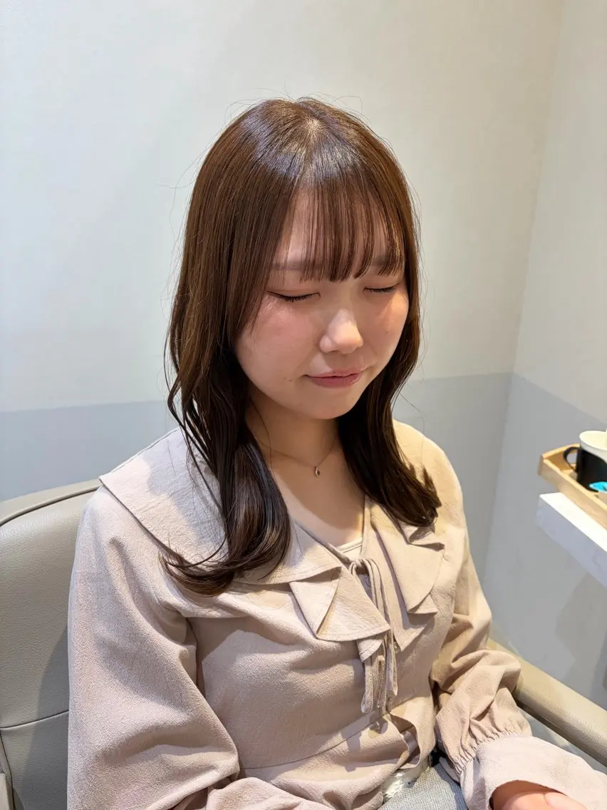 ミディアム カラー ミディアムレイヤー ベージュカラー くびれヘア 韓国風ヘア レイヤーカット カット トリートメント 韓国ヘア•艶カラー 🌷薫のヘアスタイル