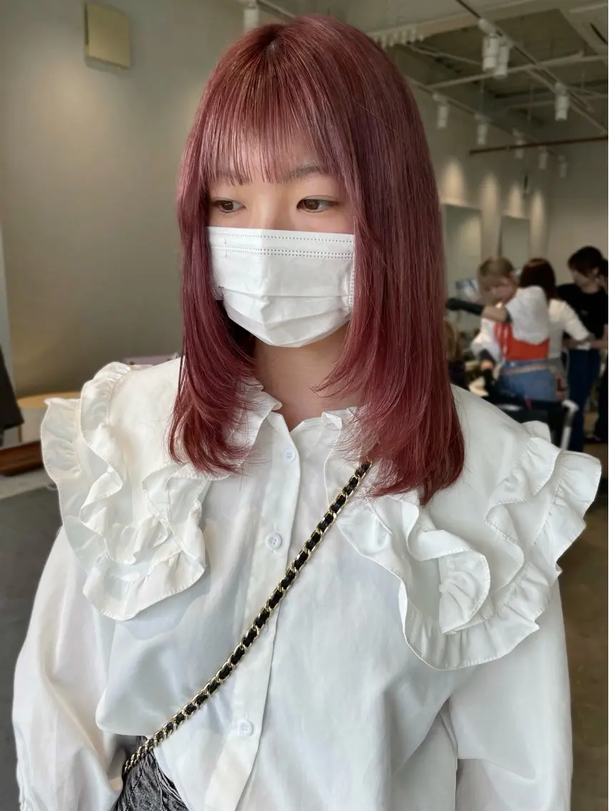 ロング カラー カット ヘアカラー 林 千聖のヘアスタイル