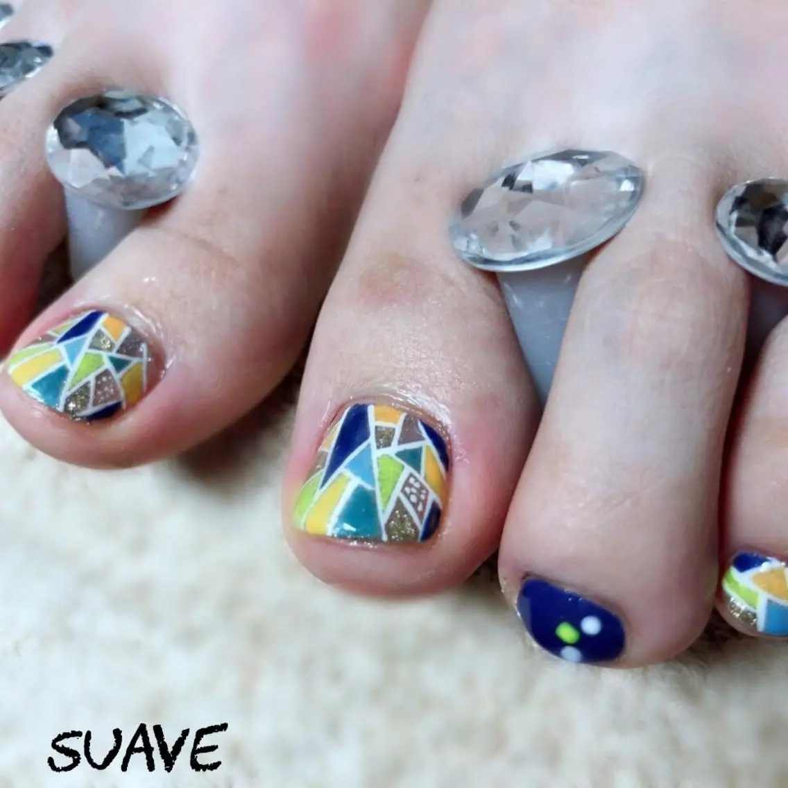 ネイル ブルー フットネイル ジェルネイル Nail Suave (シュアーヴ)のネイルデザイン
