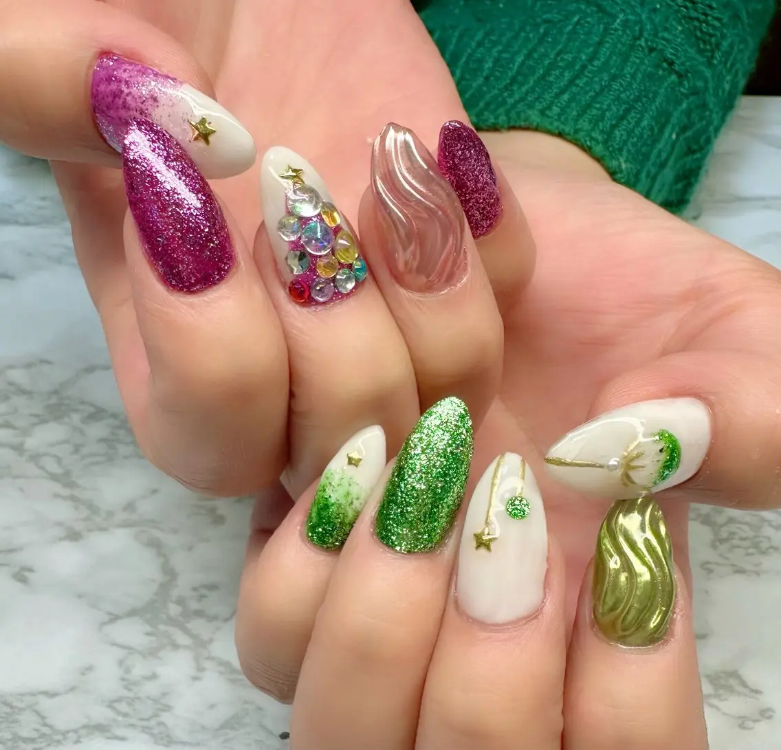 ネイル アートネイル オーロラネイル ラメ(グリッター) ミラーネイル ニュアンスネイル Mai’s nailのネイルデザイン