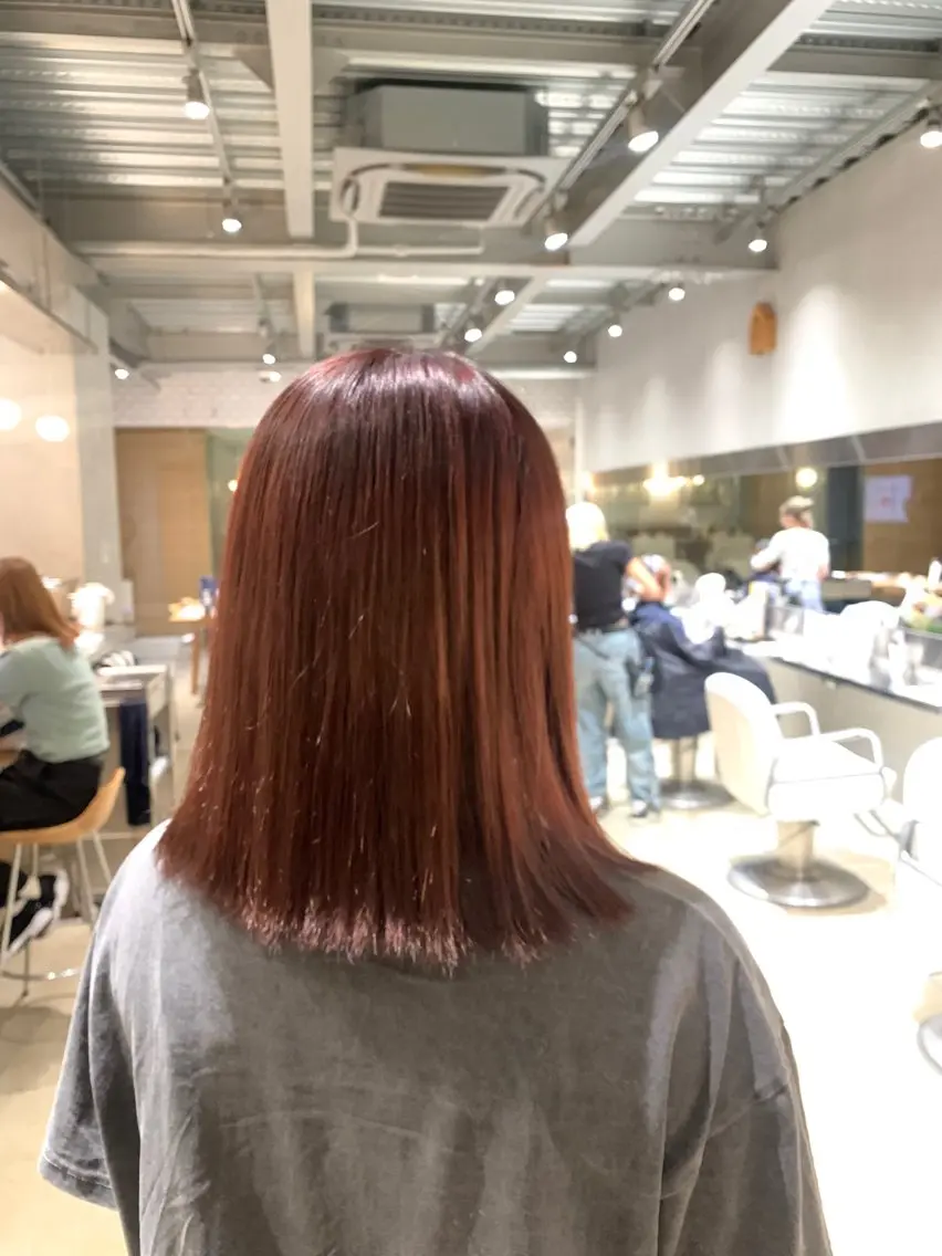 セミロング カラー オレンジ 川越/organic 根本アユミのヘアスタイル