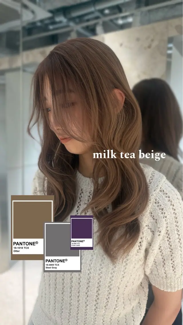 セミロング カラー ベージュカラー ブリーチ ミルクティーベージュ ヘアカラー トリートメント 韓国レイヤー/垢 抜けカラー/KANAのヘアスタイル