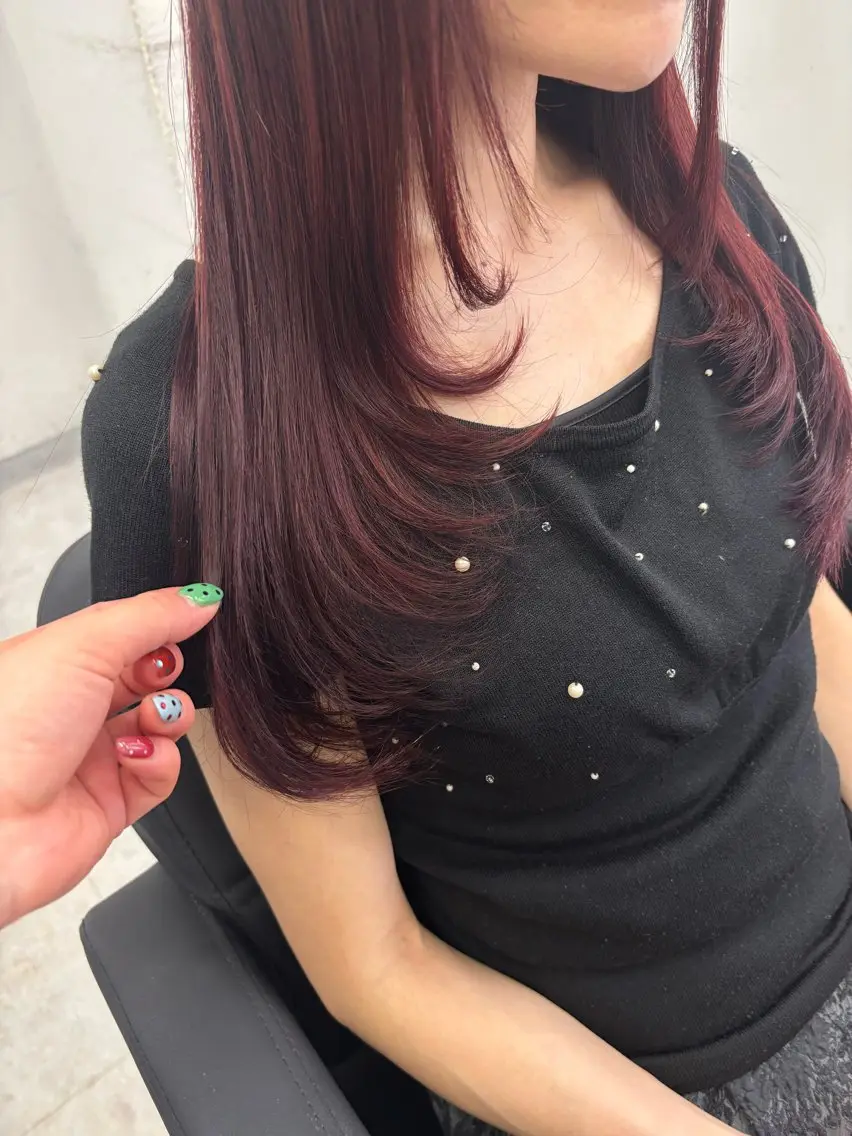 ロング ピンクブラウン レイヤーカット カット ヘアカラー 🫧モデル募集｜ ひまり🫧のヘアスタイル