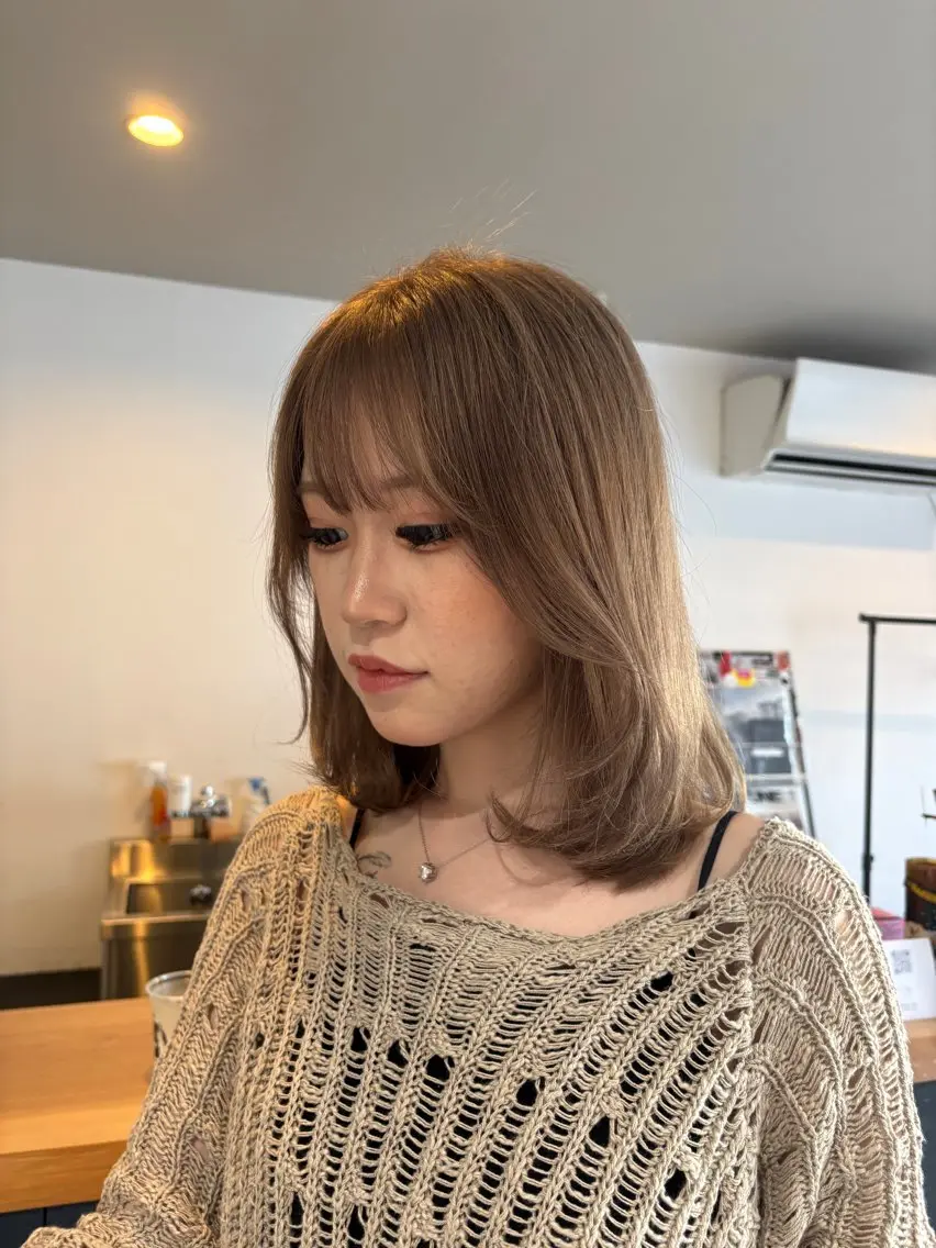 ミディアム カラー ブリーチ 透明感カラー ヘアカラー 橿原/yoru +D nanaのヘアスタイル