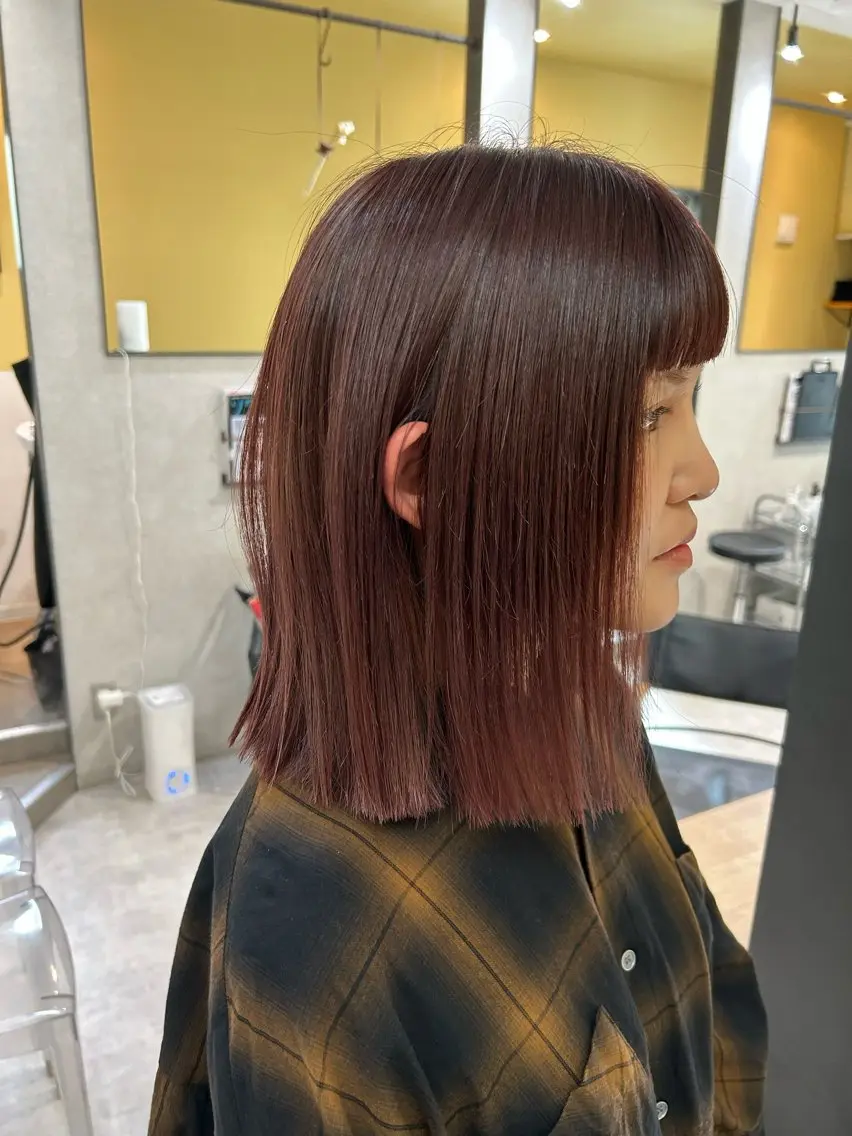 ミディアム カラー ブラウンカラー ピンクカラー ピンクブラウン カット ヘアカラー トリートメント hubhair レイヤー/透明感のヘアスタイル