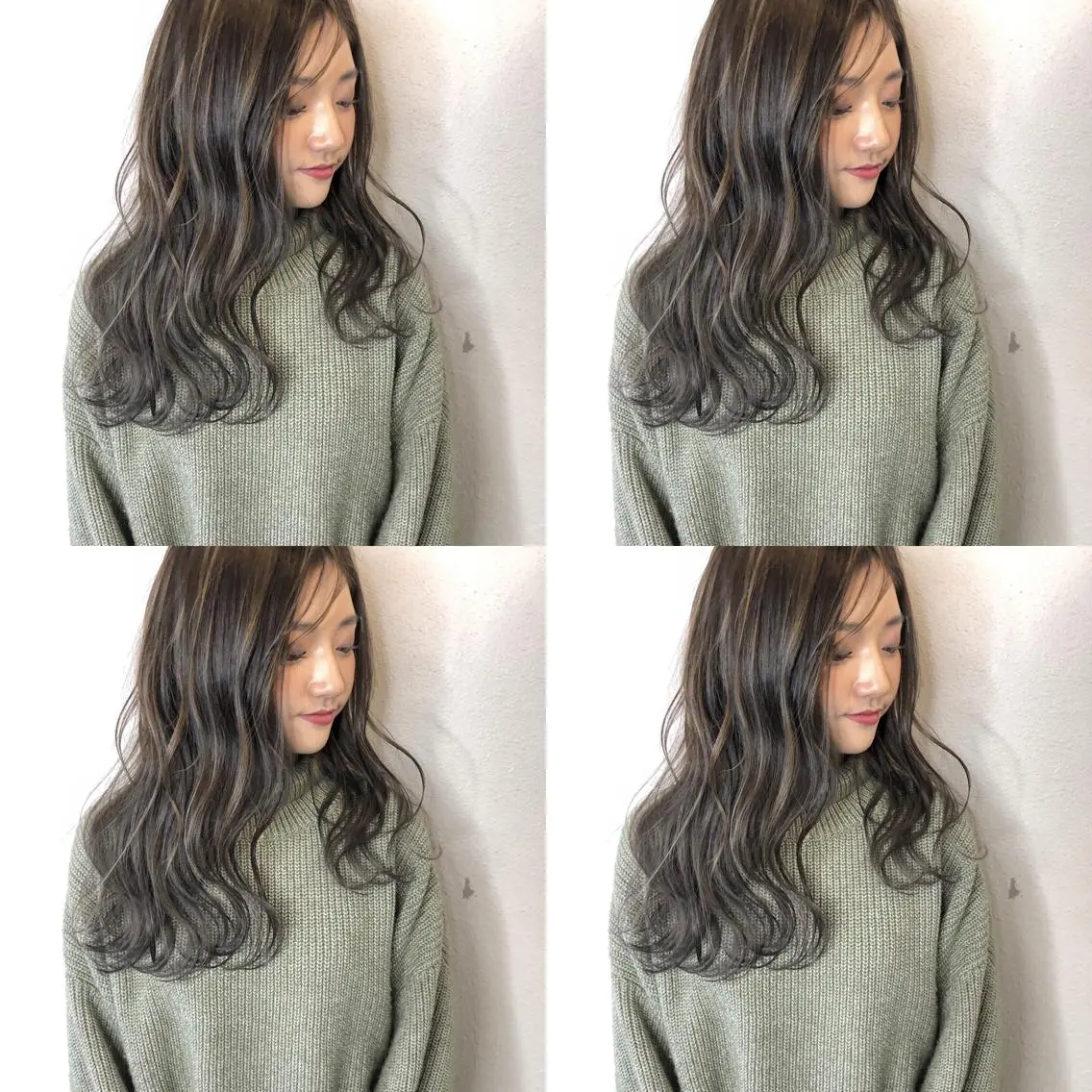 セミロング カラー 透明感カラー グレージュ ハイライトカラー ハイライト あさだ しゅうたろうのヘアスタイル