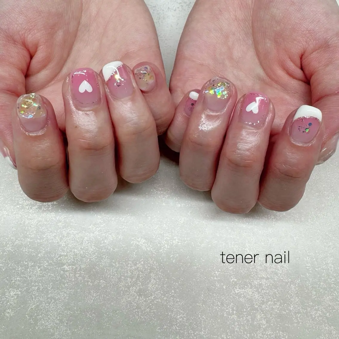 ネイル オーロラネイル フレンチネイル ストーンネイル ハンドネイル テネルネイル tener nailのネイルデザイン