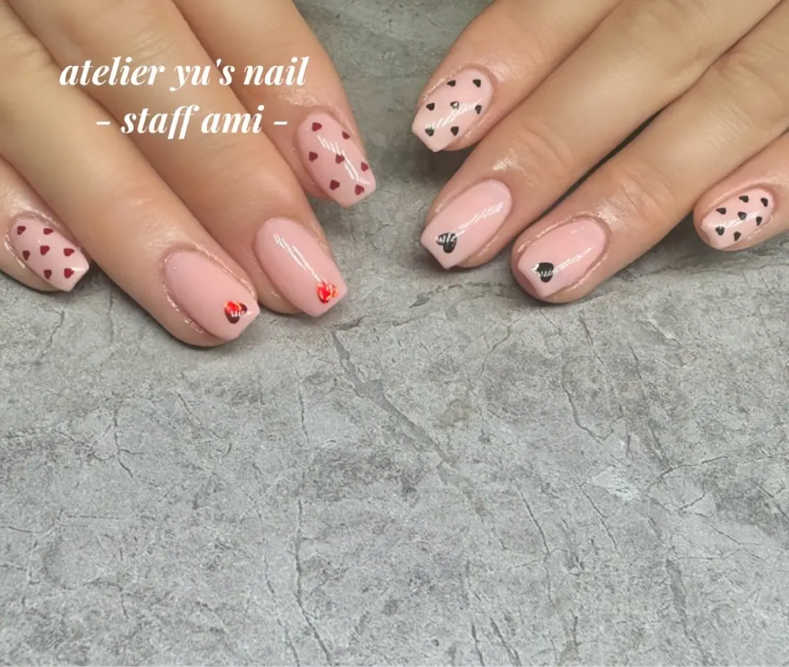 ネイル バレンタイン ハンドネイル ハンドケア atelier yu's nailのネイルデザイン
