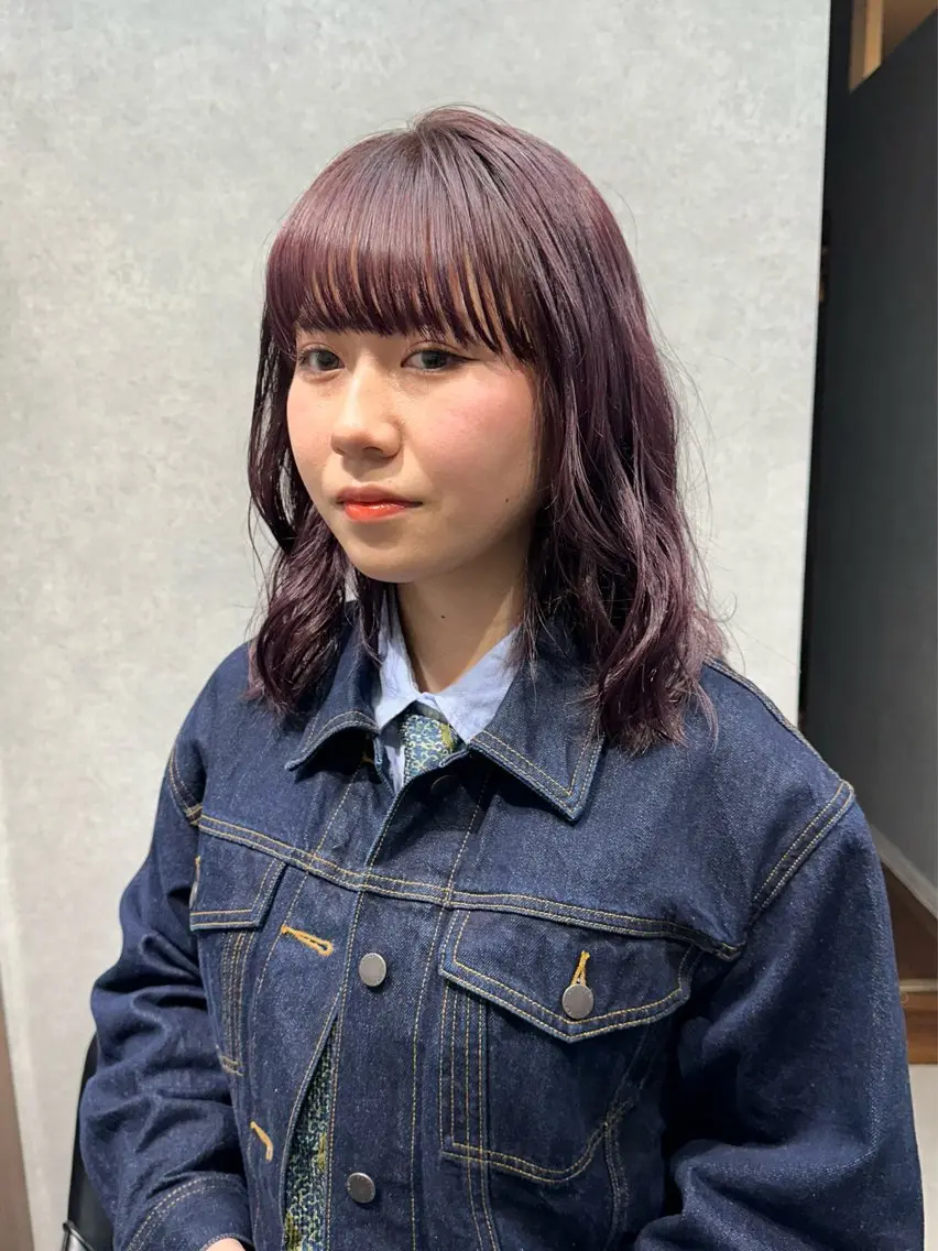 ミディアム カラー ブリーチ バイオレットカラー Daisy🎀【福岡 美容室】chiakiのヘアスタイル