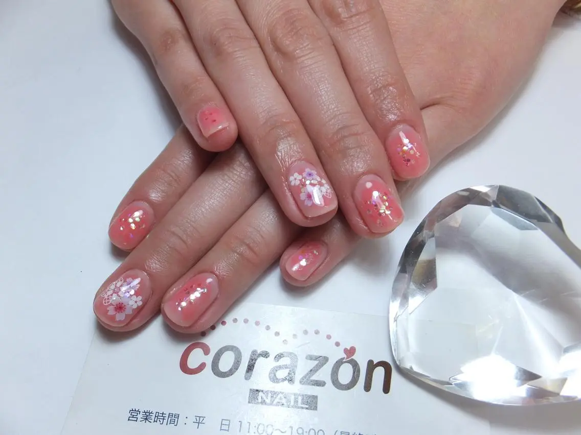 ネイル チークネイル 桜ネイル ネイリスト aicoのネイルデザイン