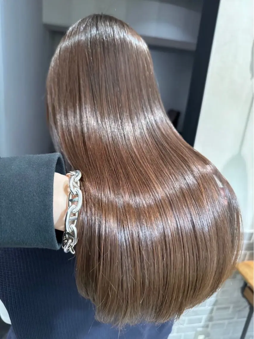 ロング カラー ヘアアレンジ トリートメント 縮毛矯正 似合う赤み消しカラー ＊こうき［恵比寿］のヘアスタイル