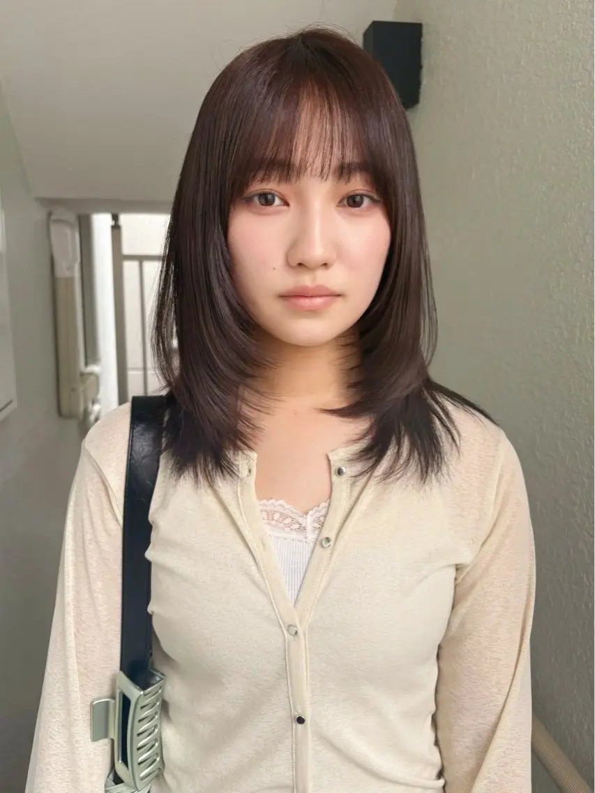 セミロング カラー カット ヘアカラー レイヤーカット🍏 オリーブ/ののかのヘアスタイル
