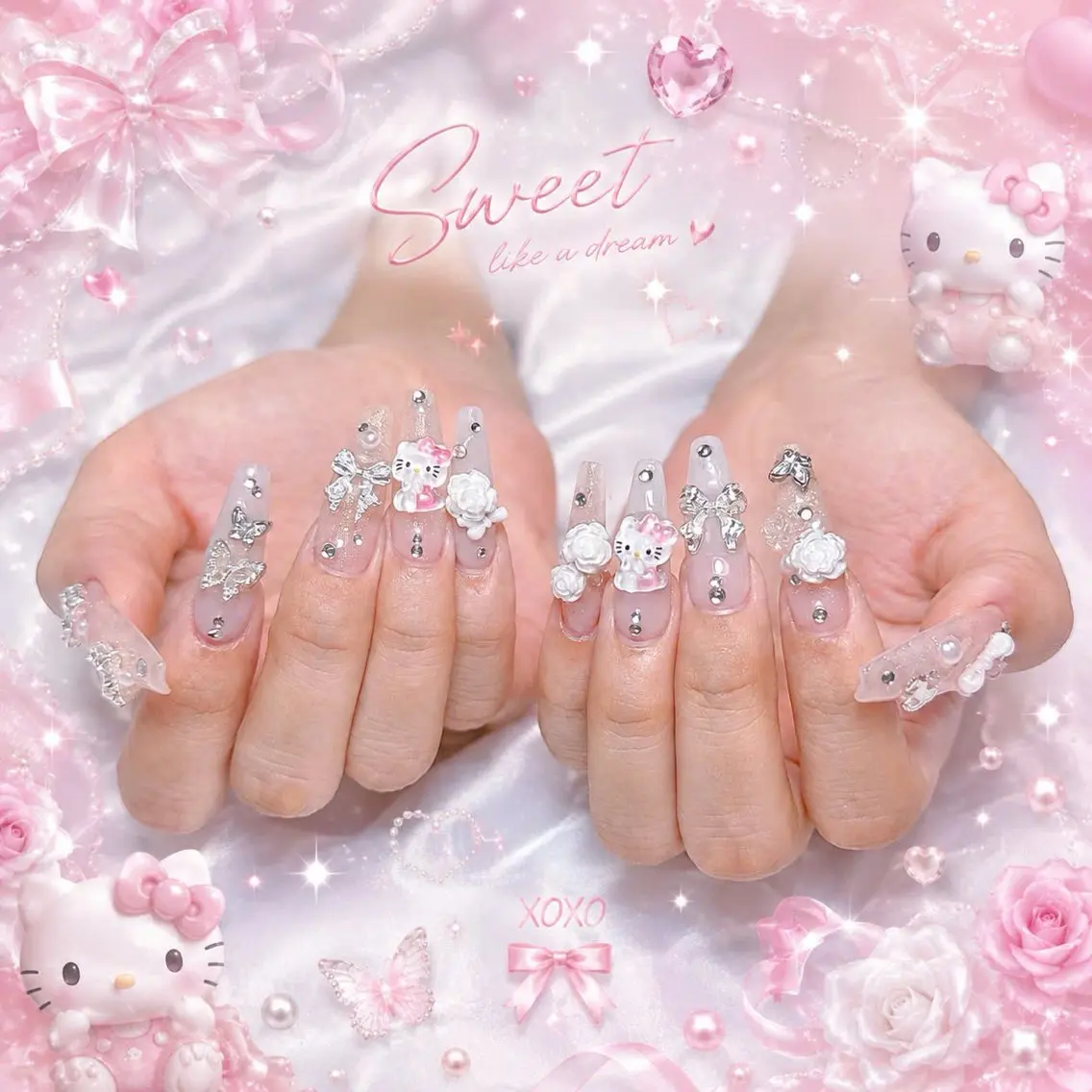 ネイル アートネイル オーロラネイル クリアネイル 長さ出し フレンチネイル ハンドネイル HOT Nail Salonのネイルデザイン