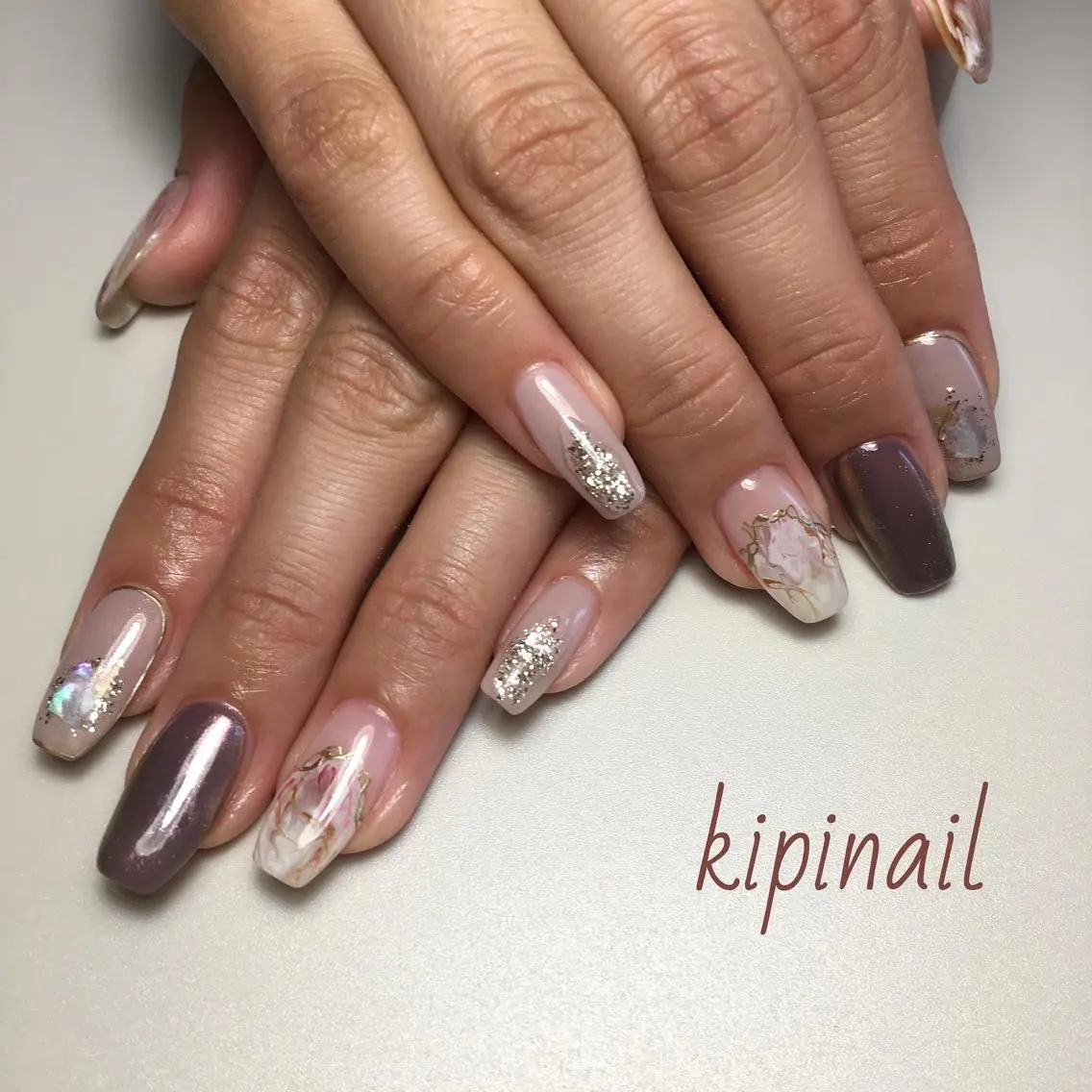 ネイル アートネイル ニュアンスネイル kipinail 川﨑えりかのネイルデザイン