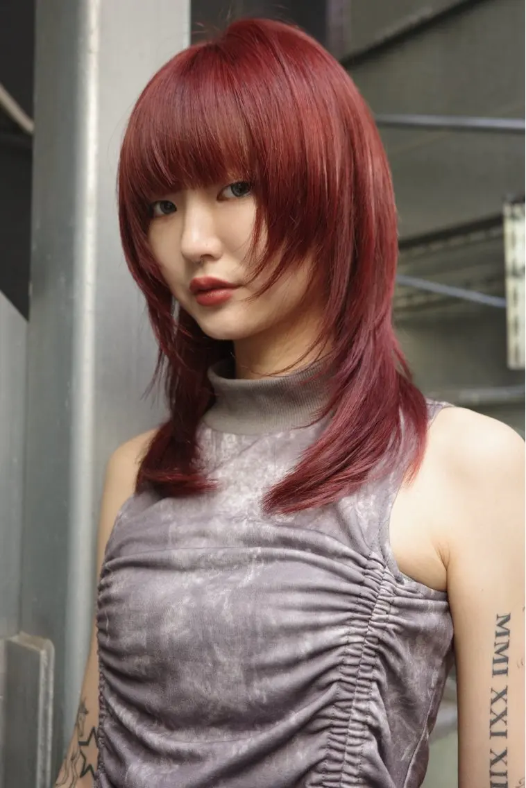 ロング カラー ヘアアレンジ カット ヘアカラー トリートメント OPUSダブルカラー ケアブリーチのヘアスタイル