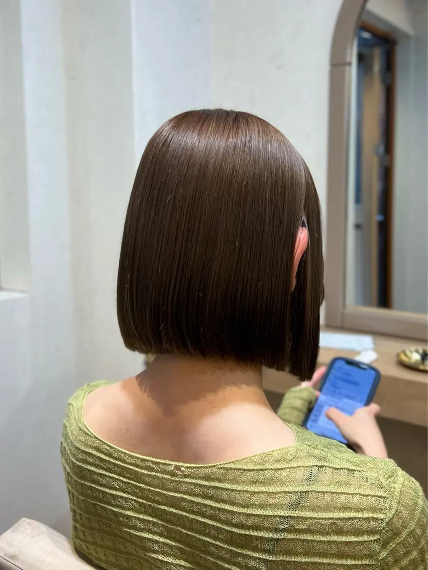 ショート ボブ 髪質改善 縮毛矯正 神戸ボブ✂️ ioe三宮/田 伸佳のヘアスタイル