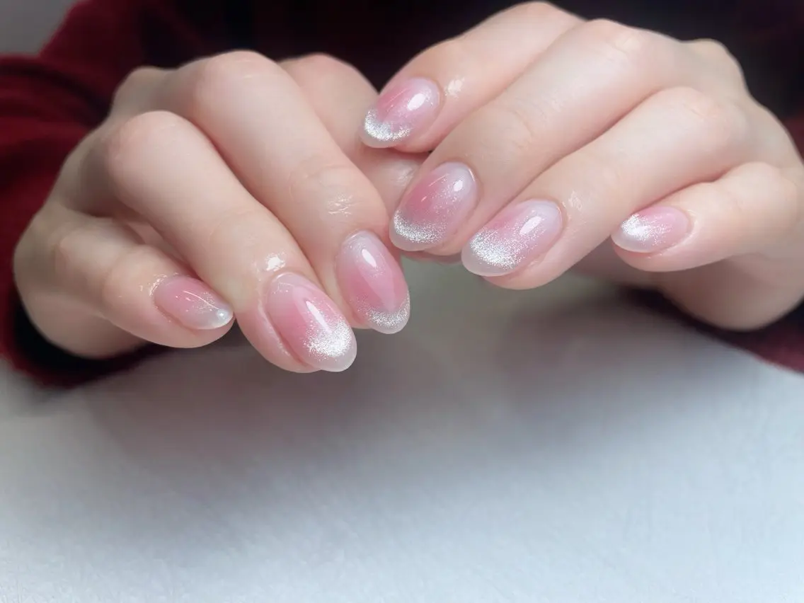 ネイル アートネイル オーロラネイル 長さ出し フットネイル フレンチネイル 中野駅から2分 MEO NAILのネイルデザイン